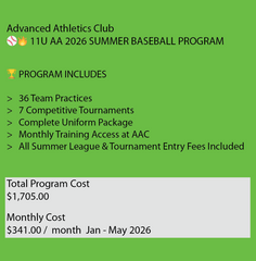 11U AA 2026 Summer Baseball Program
