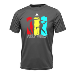 Pole Vault Three Stripe design on Charcoal Tee