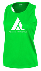 Women Marathon Singlet Lime Green with White AAC logo