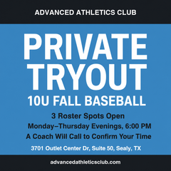10U Fall Baseball Private Tryout flyer — 6:00 PM (v2)
