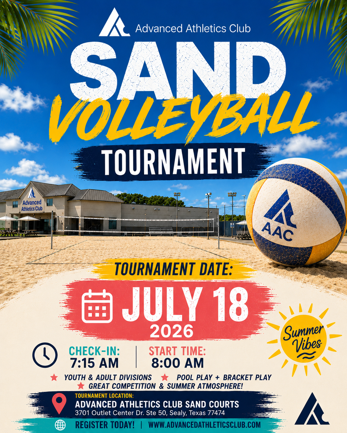 Sand Volleyball Tournament — June 27 & July 18, 2026