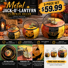 Metal Jack-O’-Lantern Pumpkin Decor – 3-Piece Set