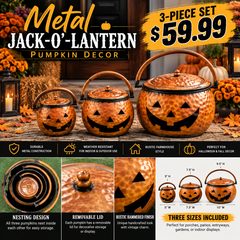 Metal Jack-O’-Lantern Pumpkin Decor – 3-Piece Set